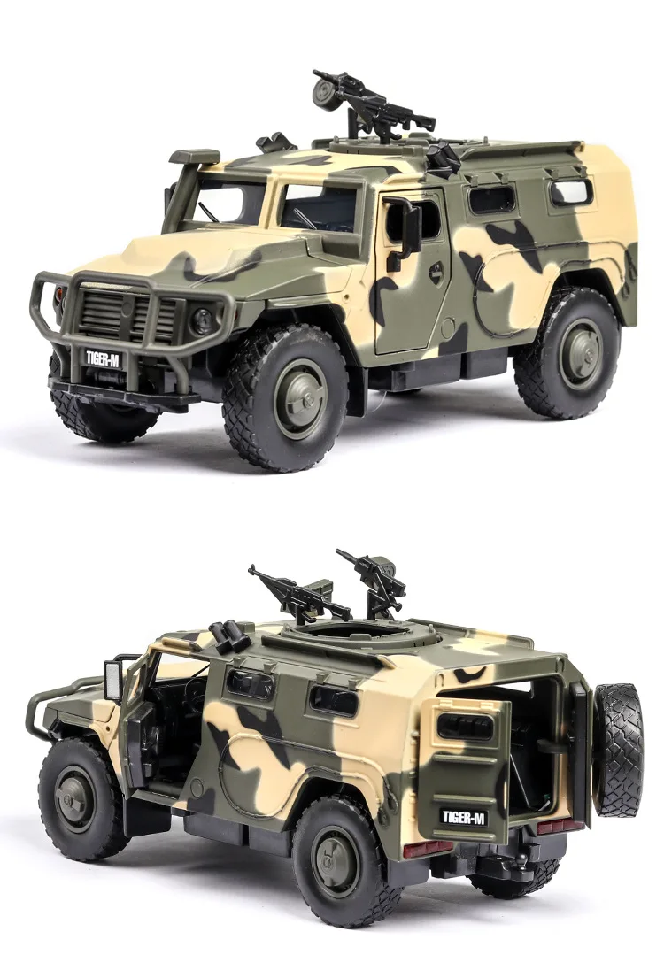 1:32 high simulation SWAT Russian military tiger-type explosion-proof armored vehicle with sound and light door alloy toy model