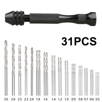 

31pcs Precision Pin Vise Hobby Drill Bits Woodworking Drilling Bits Mini Micro Hand Rotary Tools Set