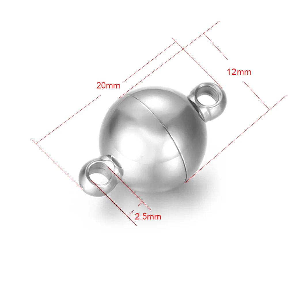 12mm 4 шт нержавеющей магнитный браслет со стальными элементами круглый шар кожаный шнур застежки браслет с магнитной застежкой diy части для материал для изготовления украшений - Цвет: 12mm