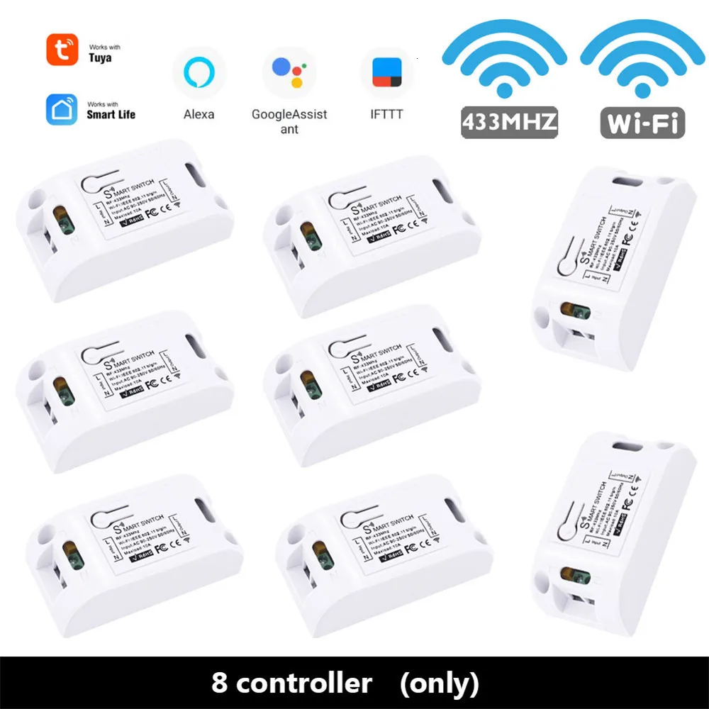 8 Controller SMATRUL Tuya Smart Life APP Wi-Fi 1/2/3 кнопочный переключатель светильник RF 433 МГц настенный DIY релейный модуль с таймером Google Home Amazon Alexa - Цвет: 8 Controller