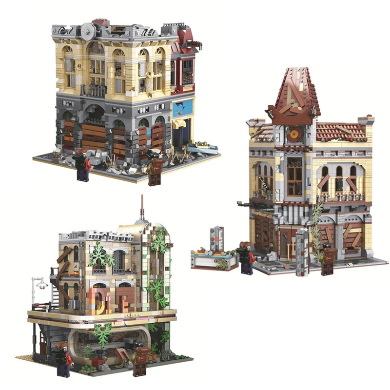 

MOC City Streetview Building Model The Ruin City Bank Model Assembly Bricks Building Blocks Kids Educational Toys Christmas Gift