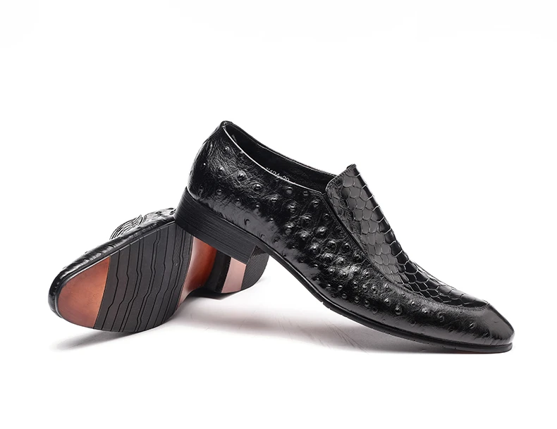Phenkang/Мужская официальная обувь; мужские туфли-оксфорды из натуральной кожи; Цвет Черный; коллекция года; свадебные кожаные туфли-броги без застежки