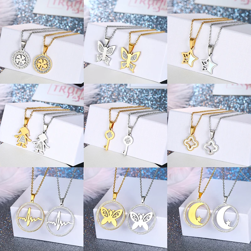 

30 Pcs /lot new fashion 2019 women Gold color Stainless Steel necklace zircon letter 8 pendant jewelry women necklace NC