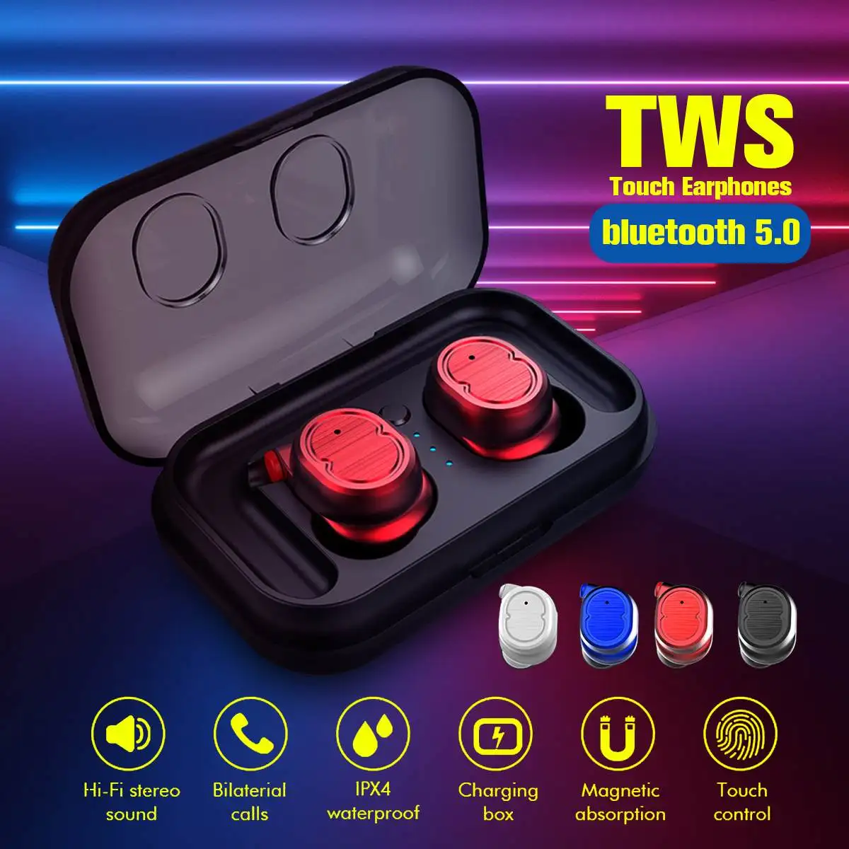 AUGIENB bluetooth 5,0 наушники TWS беспроводные стерео наушники свободные руки спортивные наушники с зарядным устройством IPX4 водонепроницаемый