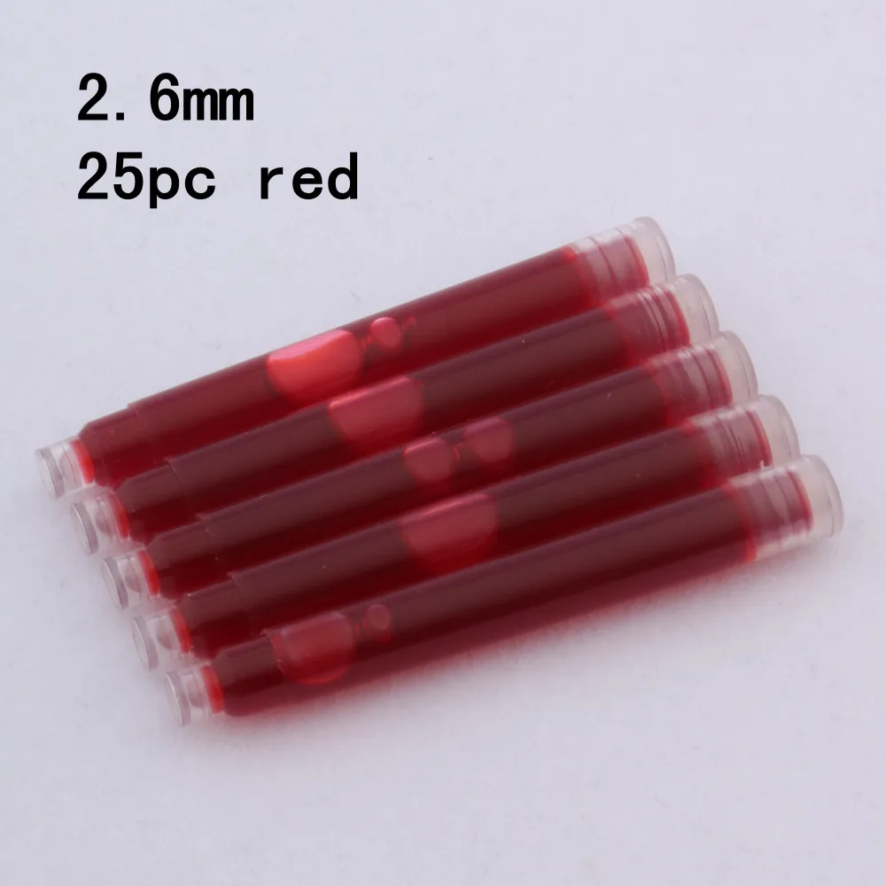 25pcs Universal Fountain Pen Ink Cartridges - Assorted Colors and Sizes for Stationery and Office Supplies