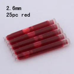 25pcs Universal Fountain Pen Ink Cartridges - Assorted Colors and Sizes for Stationery and Office Supplies (2.6mm  25PC  red)