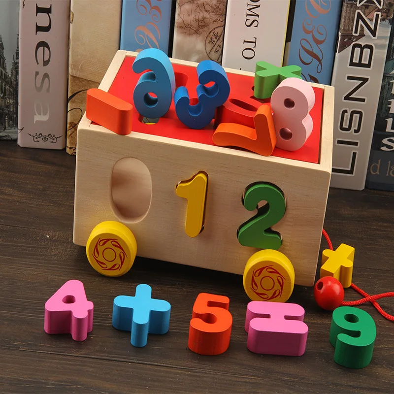 

Early Education 15 Hole Intelligence Box Trailer Children Intelligence Brick Box Educational Wooden Toys