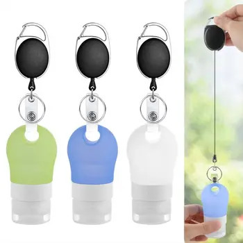 

Leakproof Silicone Refillable Containers Squeezable Reusable Hand Sanitizer Empty Travel Bottles with Keychain Carriers