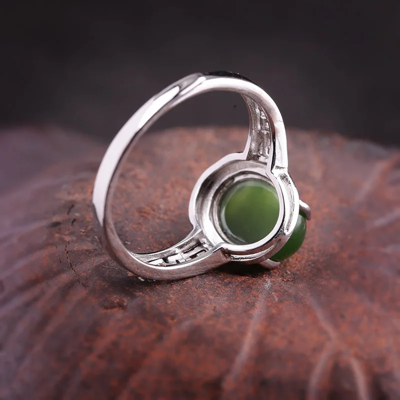 Безглицые натуральные зеленые Jade Jasper кольца с драгоценными камнями для женщин вечерние Открытые Кольца Настоящее серебро 925 пробы регулируемое ювелирное изделие R1045