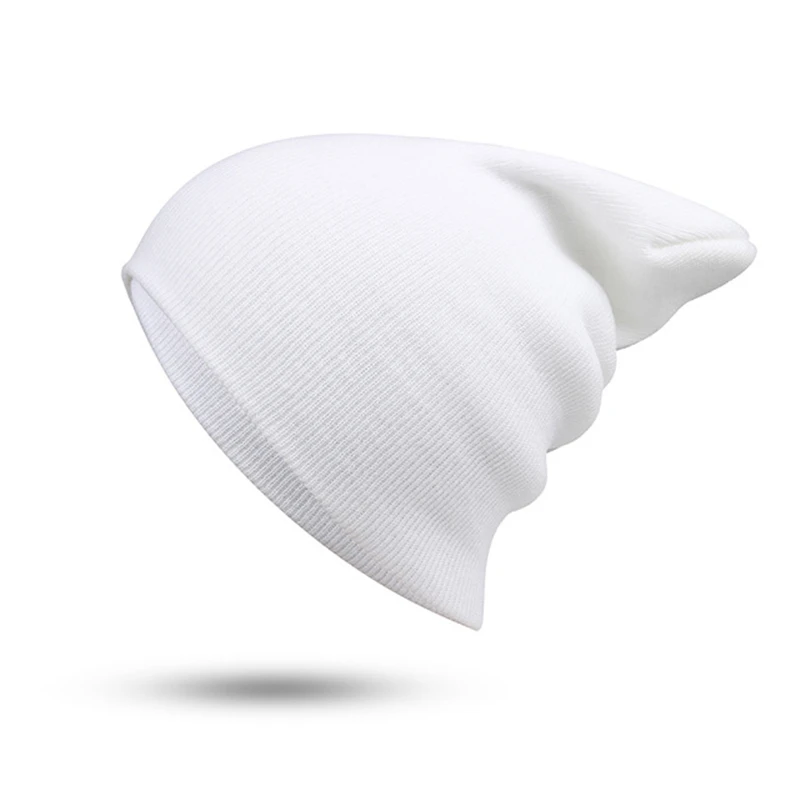 Белый Winter Autumn Solid Color Adult Child Unisex Beanies Hats Large Big Ice Cream Windproof Keep Warm Cold Caps Plus Size Men W24 - Цвет: Белый