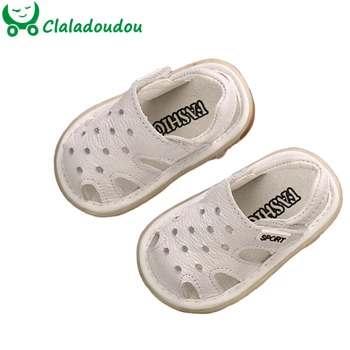

11-13cm Pu Leather Baby Sandals Squeakers Shoes Summer Shoes For Boys Girls Hollow Breathable Make Noise Infant Casual Shoes