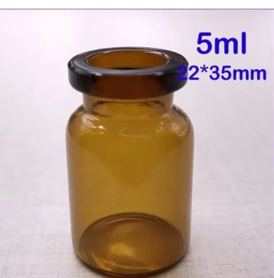 200 шт./лот) 3 мл, 5 мл, 10 мл, 20 мм, прозрачные и янтарные цвета стеклянные флаконы, стеклянные бутылки - Цвет: 5ml amber