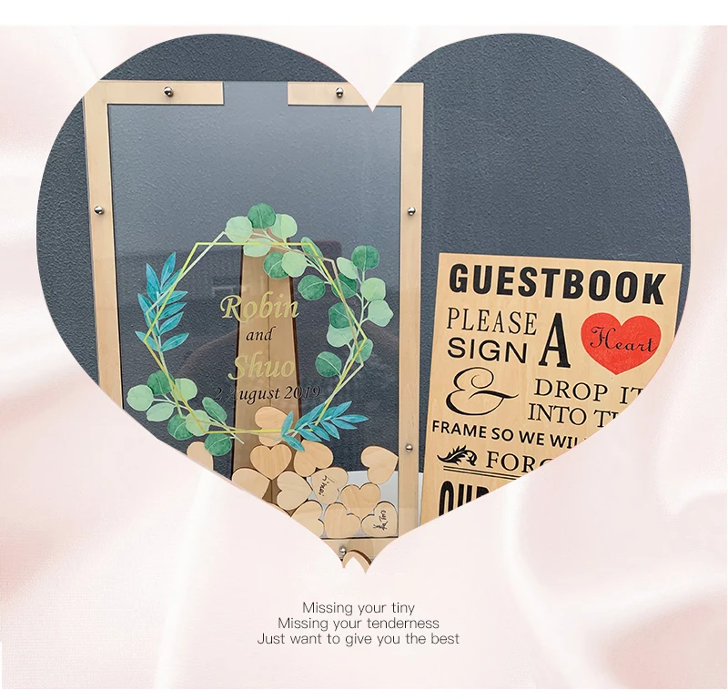 Индивидуализированная рамка для свадьбы, книга для гостей, Альтернативная Прямая Коробка для гостей, деревянная книга с сердцем, Гостевая книга с свадьба знак