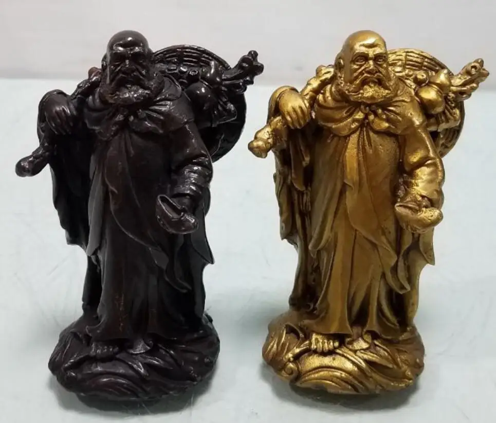 

China brass Bodhidharma Buddha small craft statue