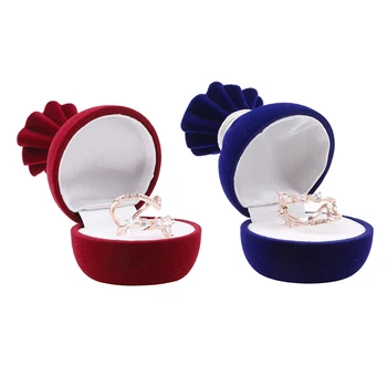 

1Pc Pomegranate Flower Pattern Jewelry Case Convenient Storage Box Creative Ring High Quality Fashion Jewelry Velvet Free Cases