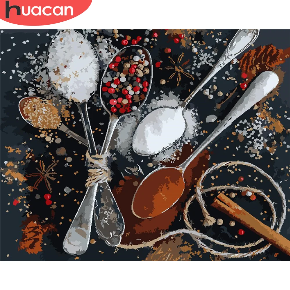 HUACAN картина по номеру еда рисование на холсте подарок DIY фотографии номерам