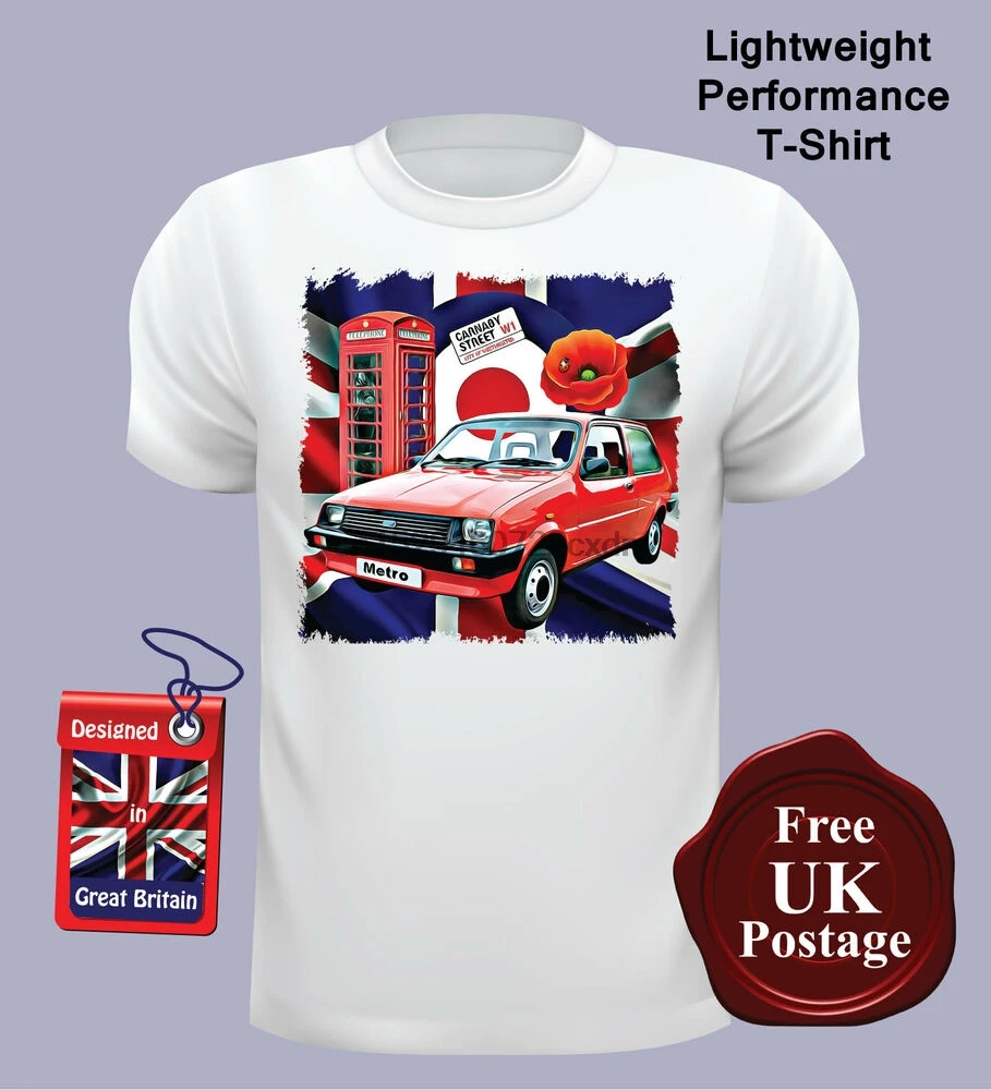 Austin Metro Maglietta Da Uomo Mini Metro Union Jack T Shirt Mod Target Poppy