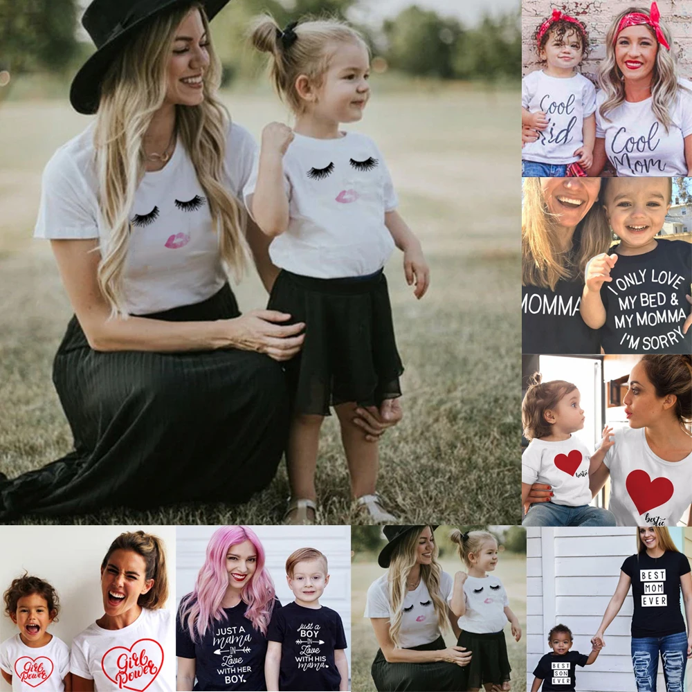 Family Tshirts Matching Girls Mom Mom And Mommy Daughter Boys Son Me