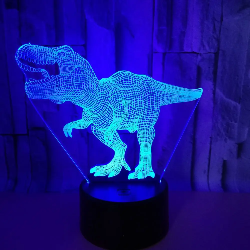 Динозавр 3D ночник иллюзия Led 7 цветов Изменение сенсорный настольная лампа