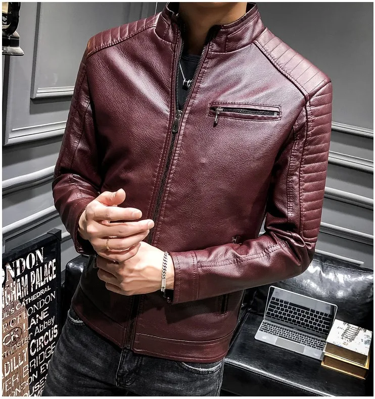 Модный бренд High Street искусственная кожа для мужчик куртка Байкер Slim Fit замшевые куртки для мужчин Твердые молнии ПУ Топы пальто DS50869