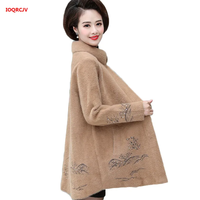 ^Cheap Women Winter Jackets High Quality Thick Imitation Mink Cashmere Sweater Coat Middle-aged Mother Long Sleeve Knit Cardigan Jacket ^Cheap Women Winter Jackets High Quality Thick Imitation Mink Cashmere Sweater Coat Middle-aged Mother Long Sleeve Knit Cardigan Jacket