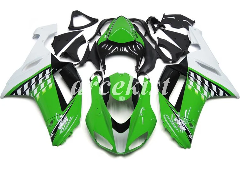 4 подарки ABS мотоцикл полный обтекатель комплект подходит для Kawasaki ZX6R 2007 2008 ZX-6R 07 08 ниндзя 636 Кузов Набор белый глянец - Цвет: green