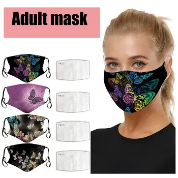 

1PC Mask+1PC Fliter Butterfly And Pollution-proof Windproof Reusable And Washable Adult's Mask Headband fabric mask for face