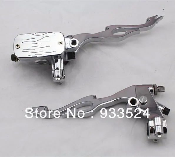 

Pair 7/8" 22mm Chrome Handlebar Hand Control Reservoir Brake Clutch Levers For Honda Yamaha Kawasaki Suzuki KTN Flame Custom