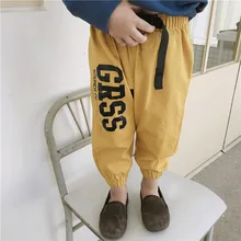 Осенние зауженные брюки с надписью shou jiao kou, мужские и женские детские брюки, 19