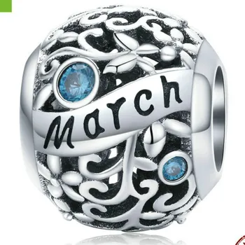 

Birthstone Charms 925 Sterling Silver Bead Openwork Charms Happy Birthday Charms for Pandora Bracelet and Necklace