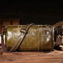 Новые Оригинальные кожаный, цилиндрической формы сумка из коровьей кожи Повседневное сумка Мода масло воск мужская сумка-портфель из натуральной кожи в стиле унисекс, для прогулок сумка