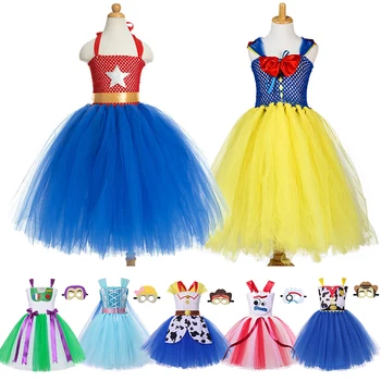 

Princess Tutu Dress Tulle Girl Birthday Party Fancy Dress Kids Wonder Woman Story 4 of Toy Woody Snow White Elsa Moana Dress