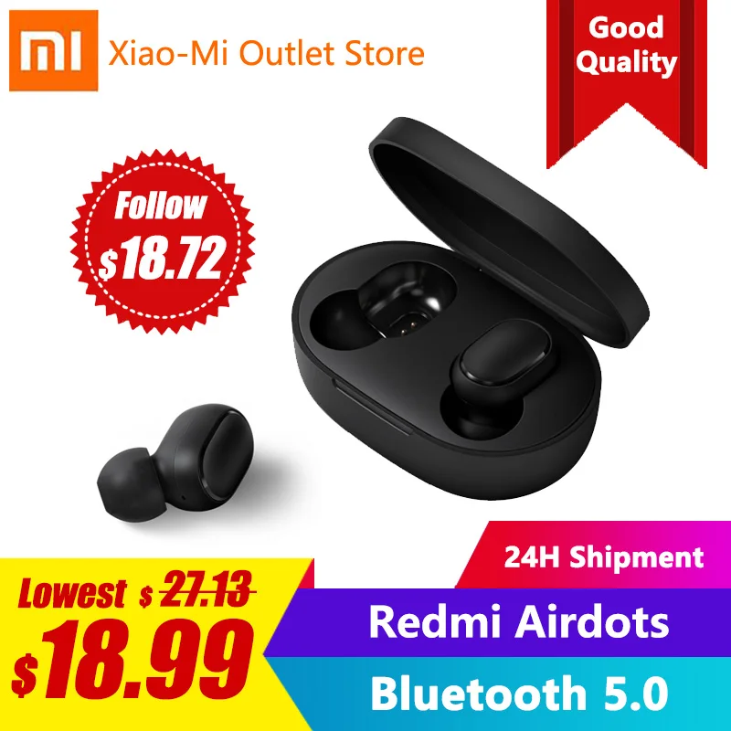 

Xiaomi Redmi Airdots Bluetooth Wireless Earphone Bluetooth 5.0 Global Verson Headset Headphone XiaoAi Siri Google Voice Earpiece