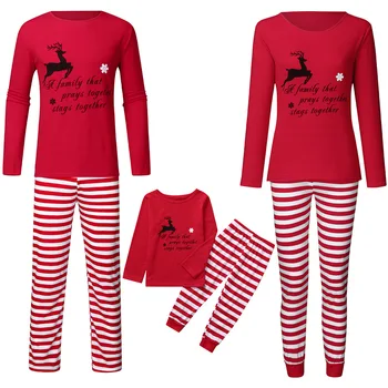 

S-XXL 12M-12Y Family Christmas Pajamas XMAS Deer Print Adult Women Kids Family Matching Clothes Christmas Pajamas Family Set