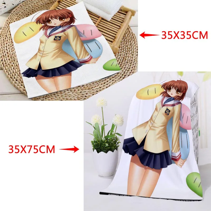 Hot Custom Clannad Printing Towels Square rectangle Towels Size 35x35cm 35x75cm Cotton Face Towel Fabric Custom logo - Цвет: 12