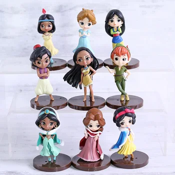 

Q Posket Princess Snow White Belle Pocahontas Tiger Lily Peter Pan Figures Toys Qposket Dolls Gift for Girls 9pcs/set