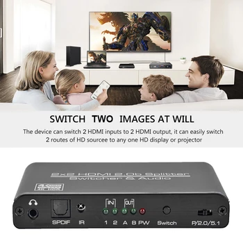 

3.5mm Audio Output HDMI Switch Splitter Delicate Design Durable HDMI Matrix 2x2 HDMI Matrix 4k 60Hz 3D HDCP2.2 HDR