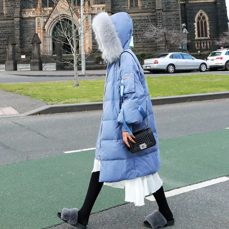 

Haze Blue Cotton Coat Female Winter Coat Mid-length Korean-style Loose-Fit Oversize Women's Fashion Students Cotton-padded Cloth