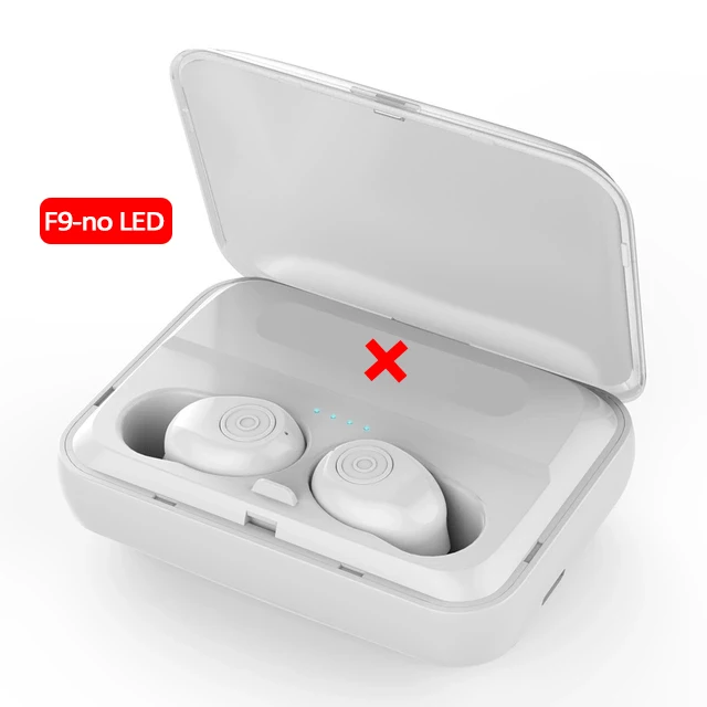 F9-NO-LED-WT TWS F9 настоящие стерео беспроводные Bluetooth наушники HIFI HD Спортивная гарнитура наушники с микрофоном для телефона - Color: F9-NO-LED-WT