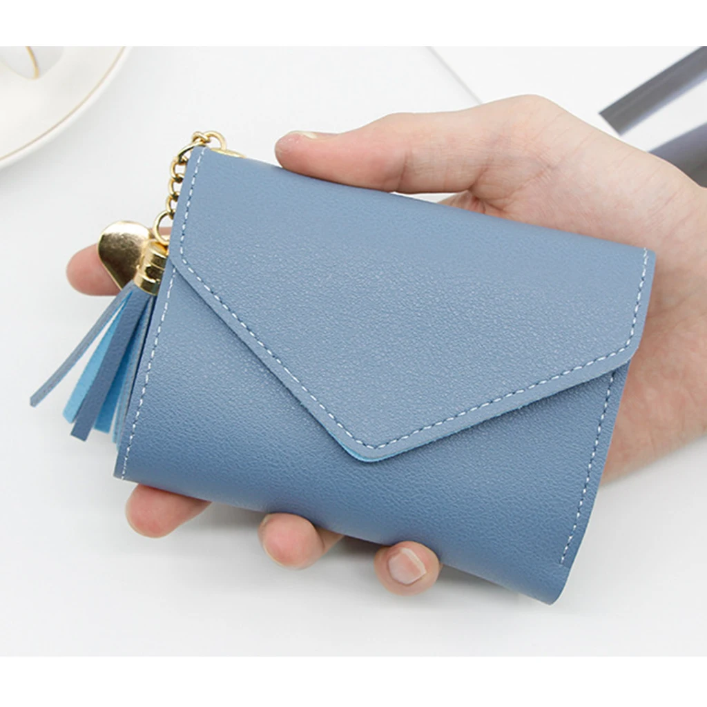 Women Simple Short Wallet Tassel Coin Purse Card Holders Handbag Red