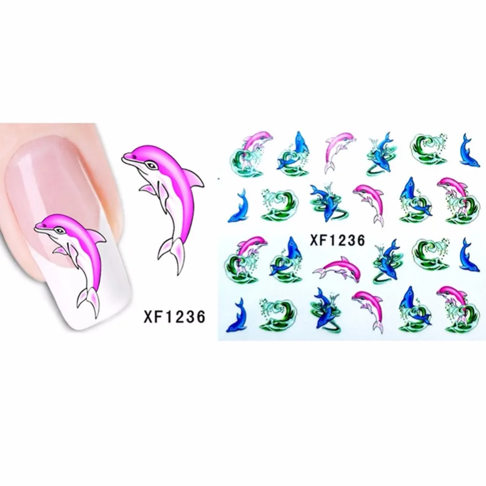 Большая Акция 3D дизайн ногтей маникюр Дельфин Форма Советы наклейки-лак наклейки украшения для ногтей и других