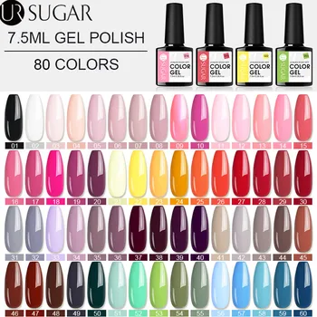 

UR SUGAR 7.5ml Gel Polish 80 Colors Semi-permanent UV LED Gel Varnish Colorful Soak Off Nail Art Gel Lacquers Manicures Design