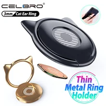 Кольцо-держатель с кошачьими ушками на палец, милая подставка для мобильного телефона huawei, Xiaomi, samsung, iPhone, вращение на 360 градусов, планшет, ма...(China)