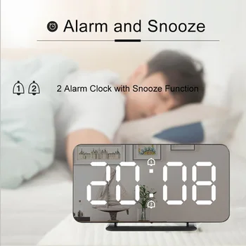 

LED Digital Alarm Clock Snooze Table Clock Wake Up Night Light Temperature Display Table Light Office USB Cable Digital Clock