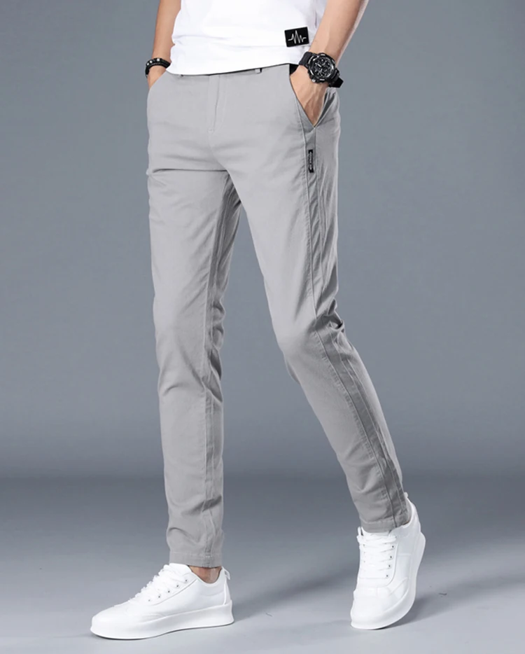 VOGUELEO Men Cotton Pants Breathing-Pant Male High Quality Trousers Classics Straight Casual Fashion Four Color Chooise