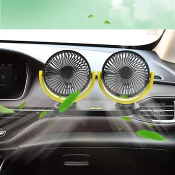 

5V USB Fan 360° Rotatable Dual Head 3 Speeds Adjustable Dashboard Auto Car Fan accessories