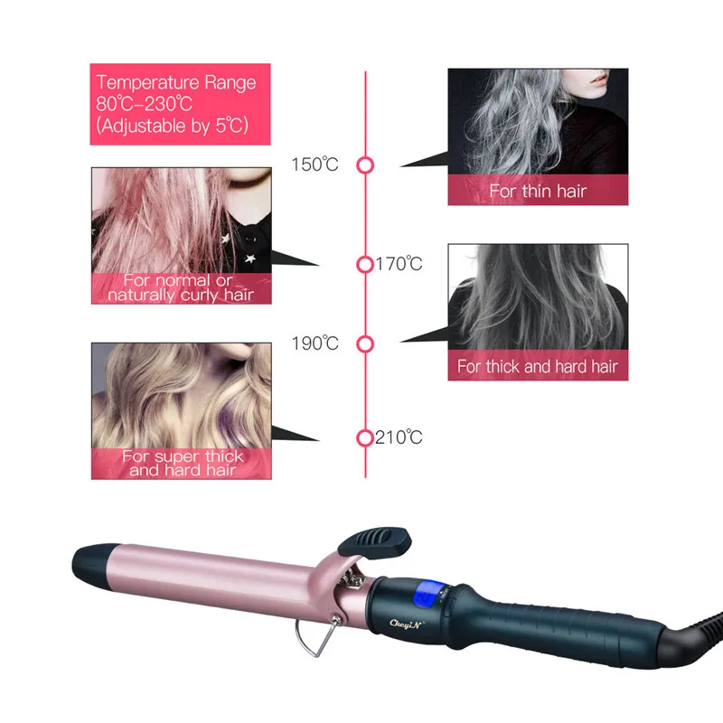 Modelador de Cabelo Ckeyin Cerâmica Elétrica Curling Ferro Lcd Digital Rápido Aquecimento Wand Waver Rolos Curl Cabelo Estilor 25-38mm 3 Cheap Curling Irons