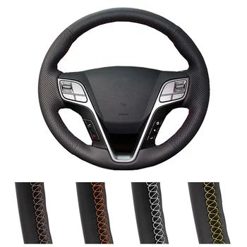 

Steering Wheel Cover Black Artificial Leather For Hyundai Santa Fe 2013-2015 Hyundai ix45