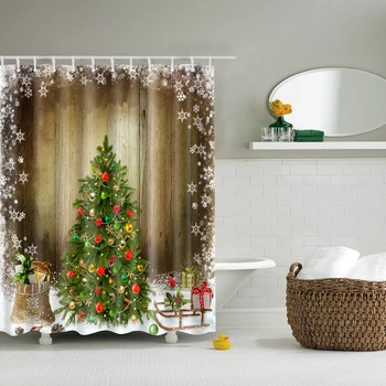 

Christmas Series Digital Printing Creative Bath Curtain Christmas Bath Curtain Perfect Christmas Festival Decoration