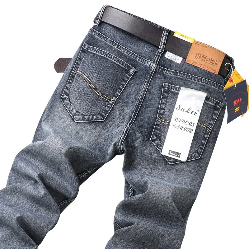 Denim Trousers Slim Straight Deep Blue 